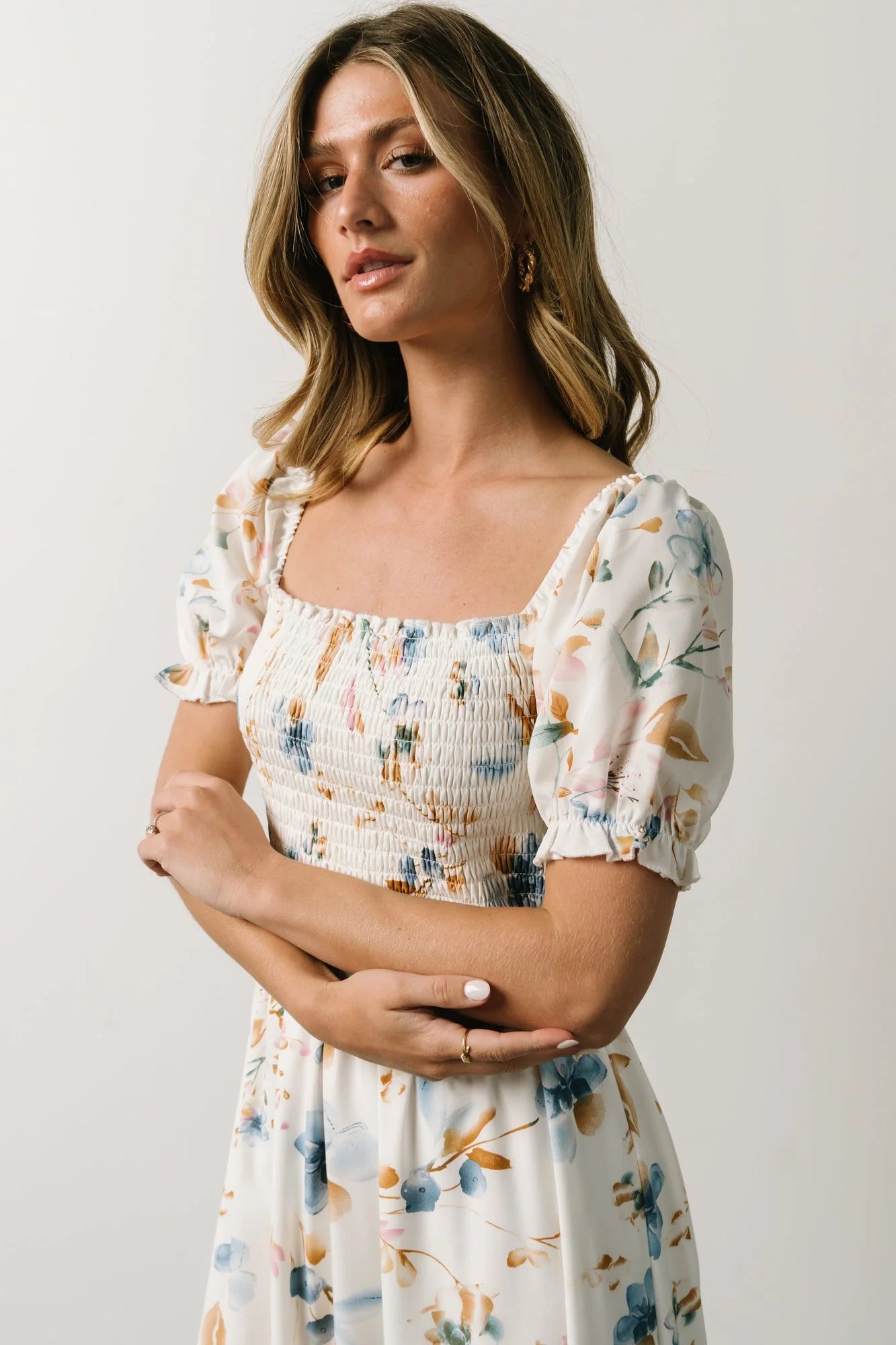 Capri Smocked Maxi Dress | White Multi Print