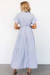 Covey Button Up Maxi Dress | Blue Stripe