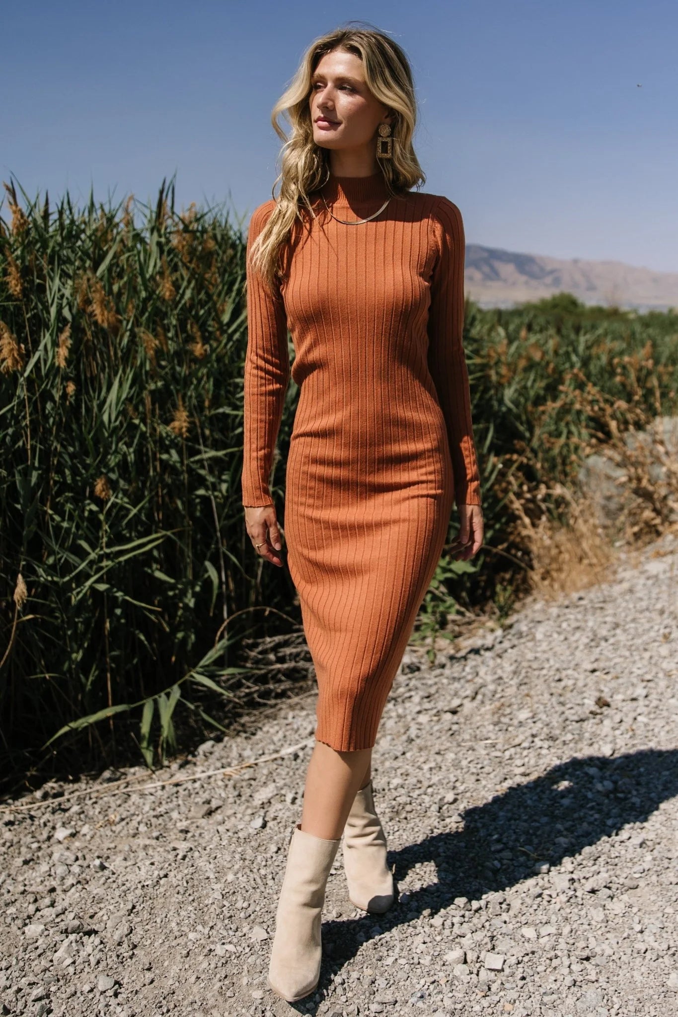 Jill Ribbed Midi Dress | Spice