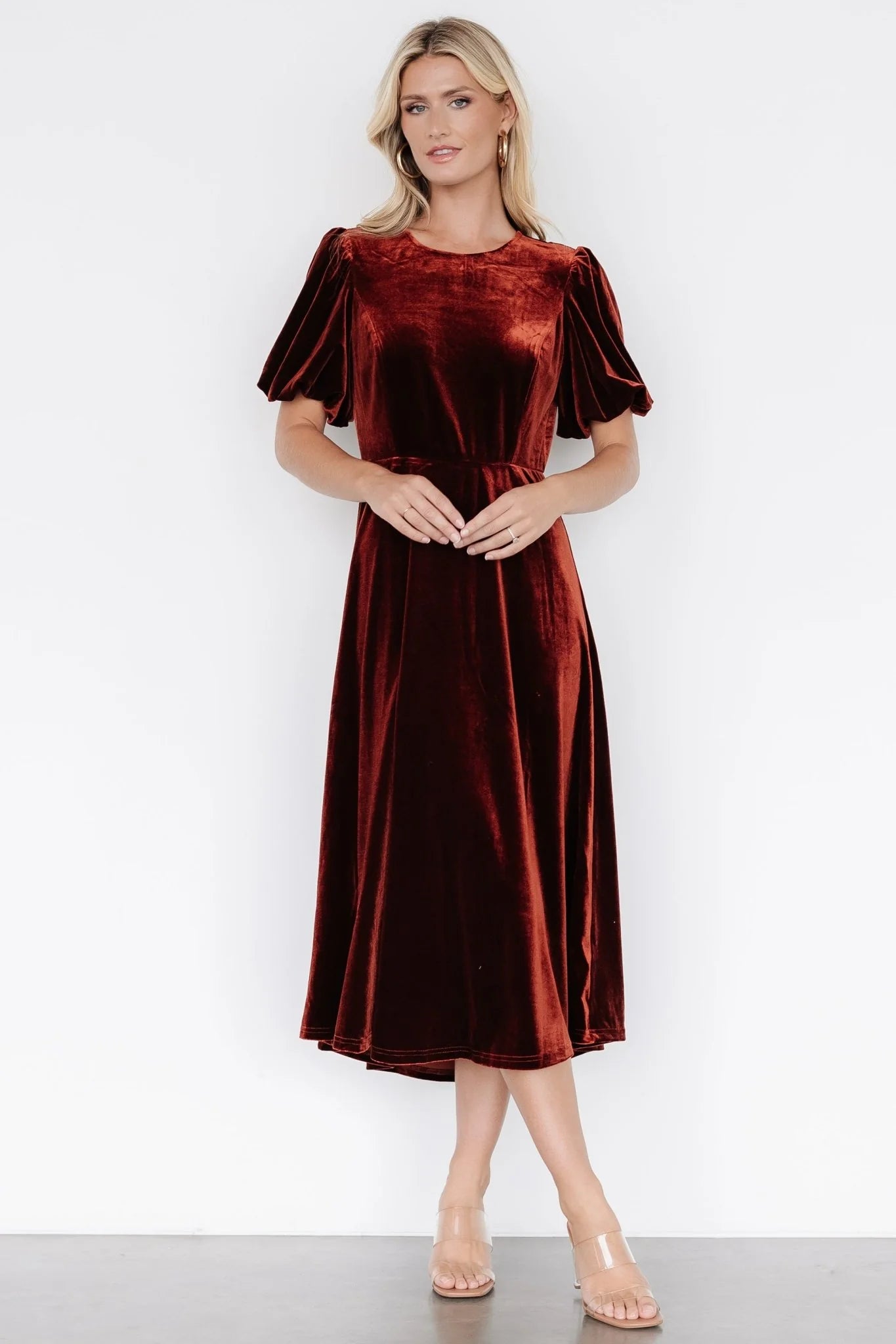 Nita Velvet Midi Dress | Deep Cinnamon