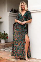 Uma Velvet Maxi Dress | Bronze + Jade