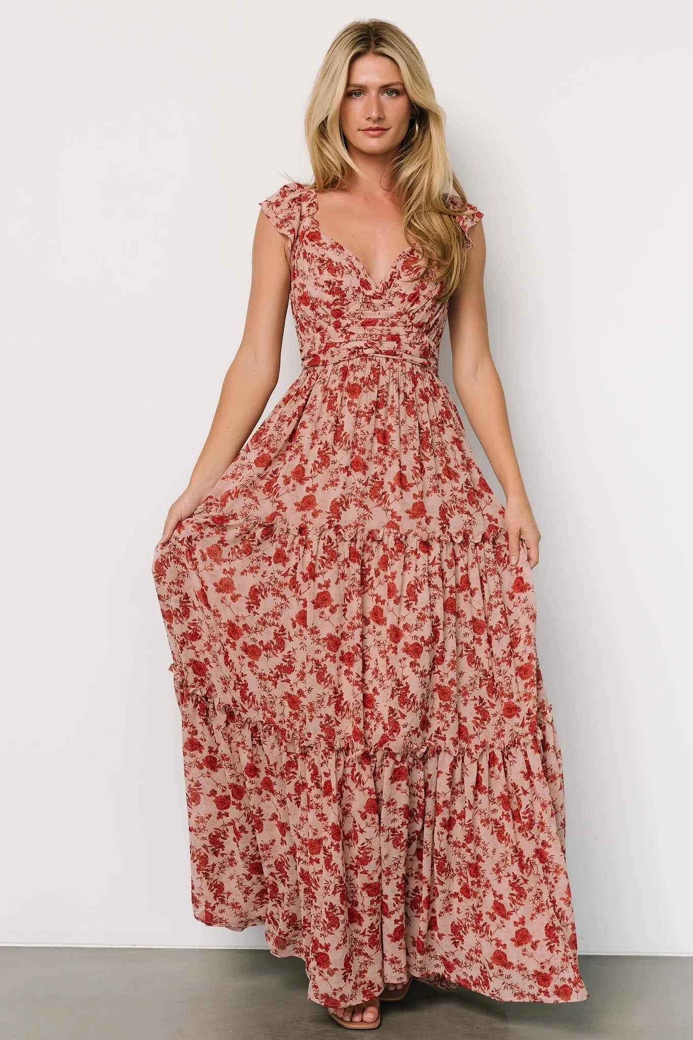 Martina Maxi Dress | Blush + Red