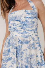 Carolyn Halter Midi Dress | White + Blue