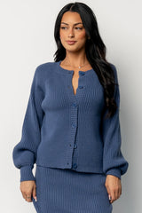 Blair Rib Knit Cardigan | Blue