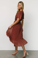 Prim Pleated Dress | Dark Rust