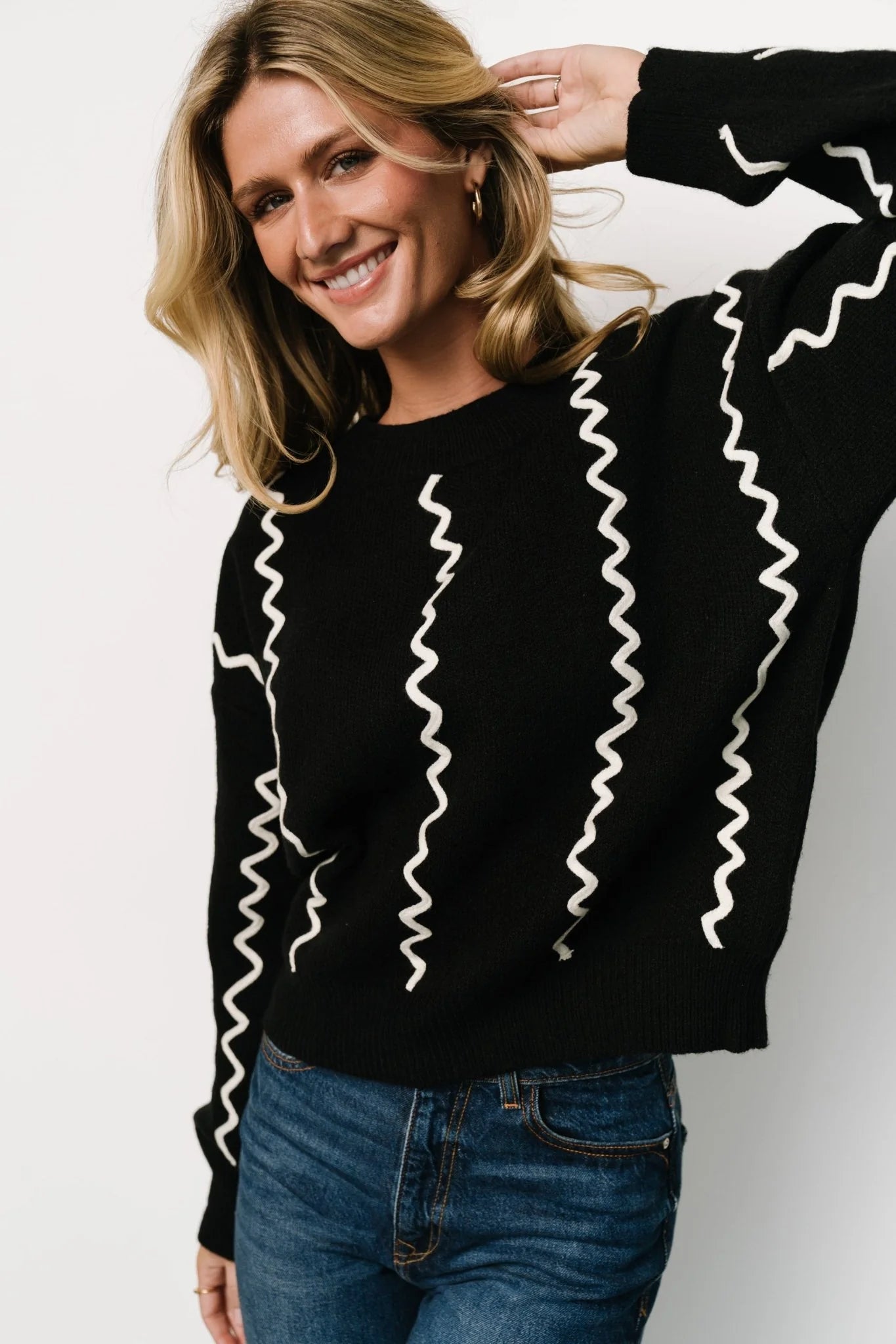 Misha Patterned Sweater | Black