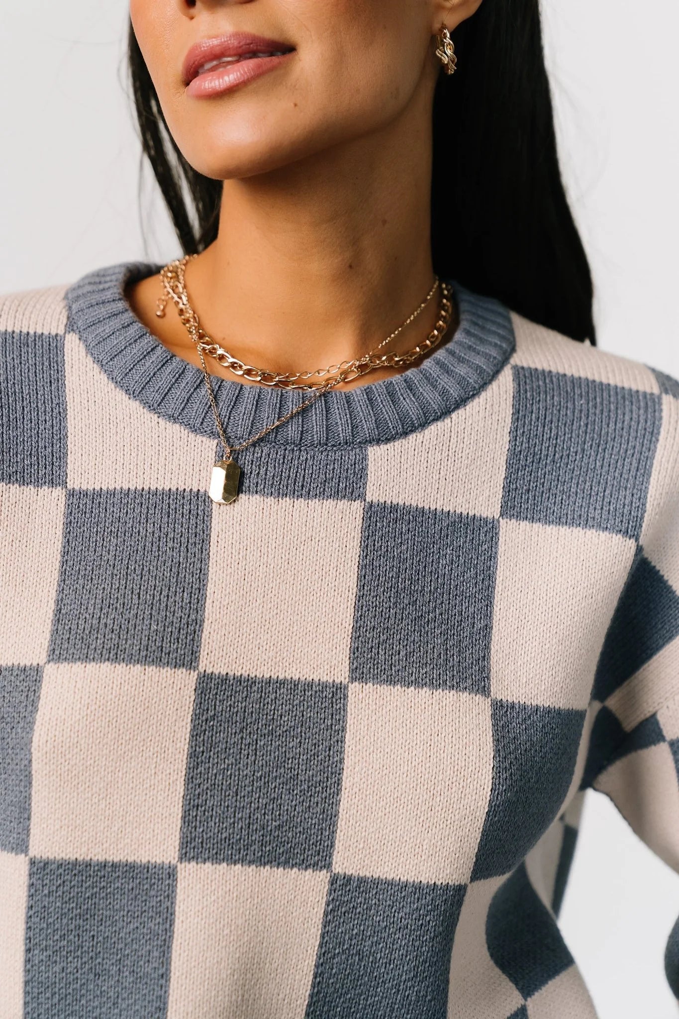 Quincy Checkered Sweater | Blue
