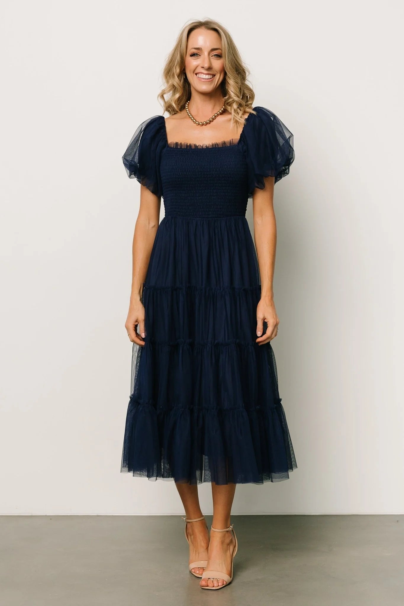 Liv Tulle Midi Dress | Navy