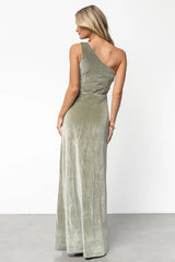 Tatiana Velvet One Shoulder Maxi Dress | Sage
