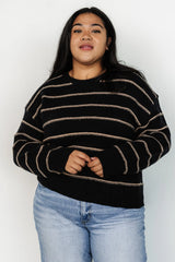 Alanis Stripe Sweater | Black + Camel