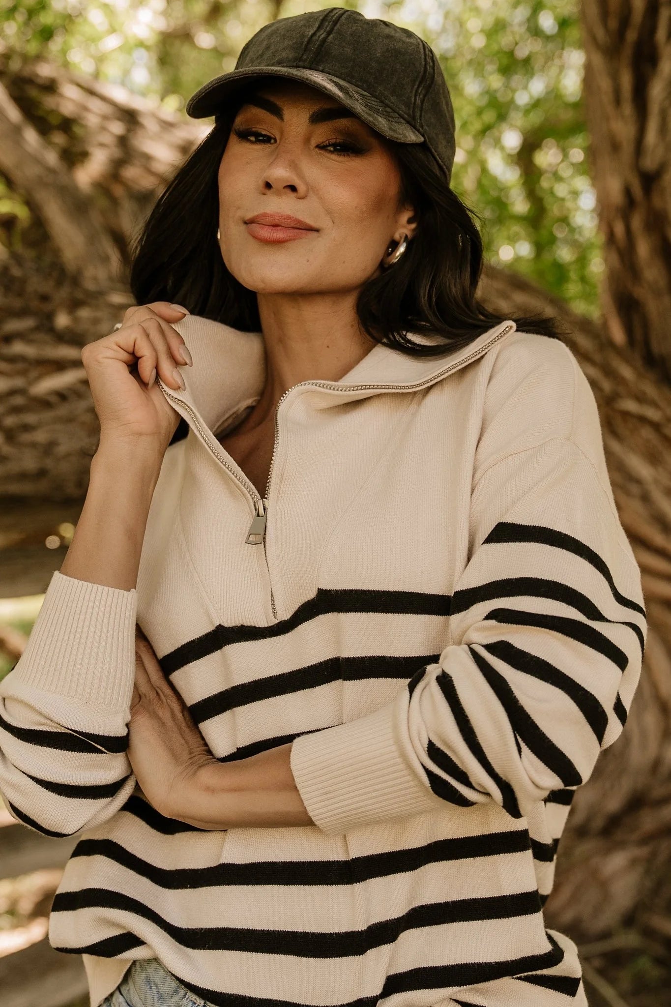 Sterling Half Zip Sweater | Beige + Black