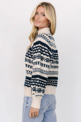 Guadalupe Mock Neck Sweater | Ivory + Navy