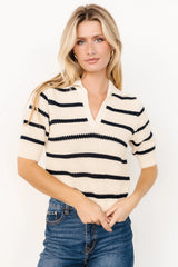 Ventura Knit Top | Cream + Navy Stripe