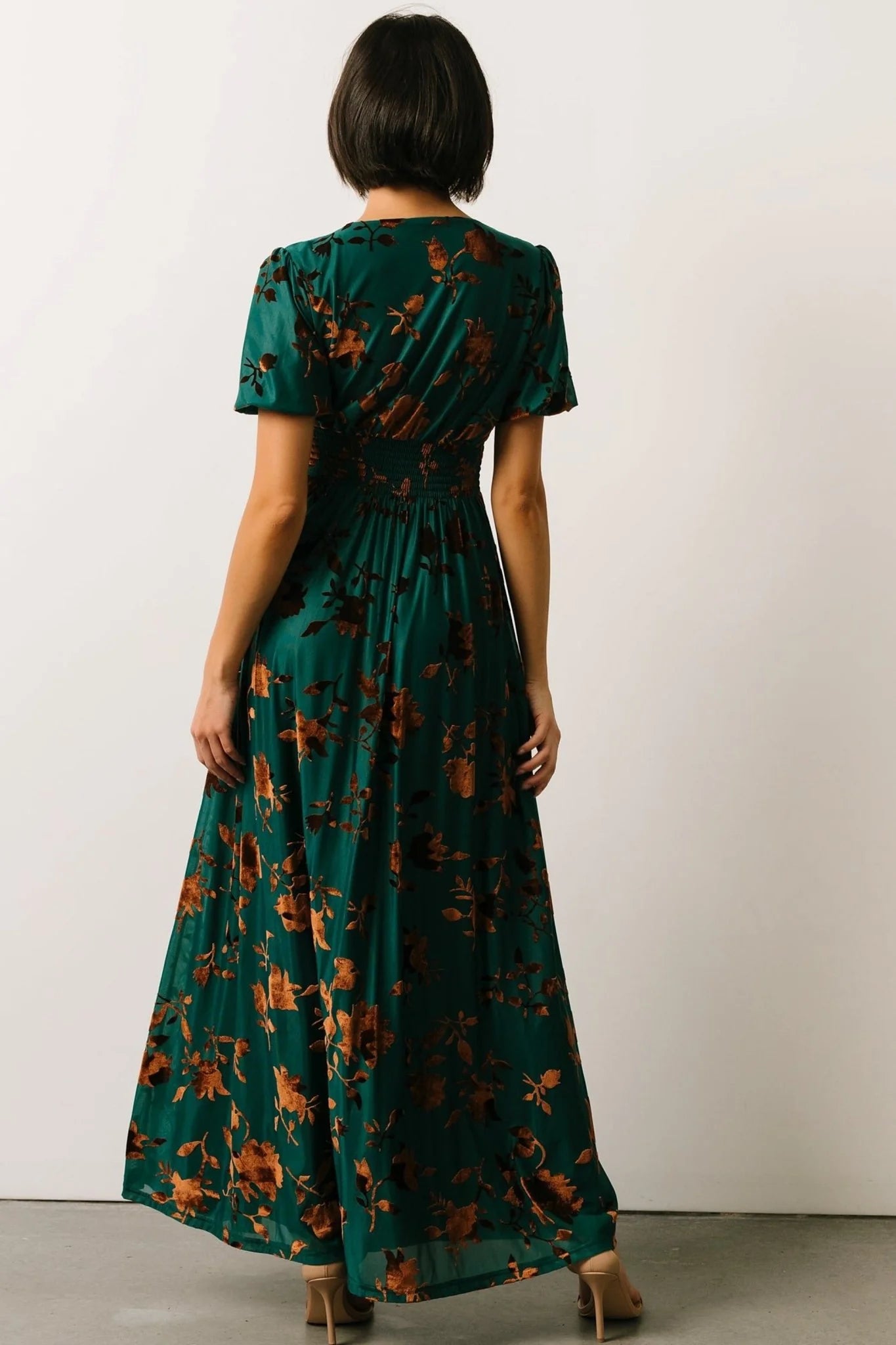 Leslie Velvet Maxi Dress | Bronze + Jade