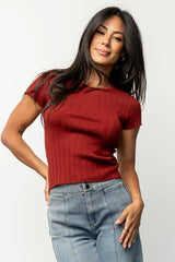 Penny Pointelle Top | Brick