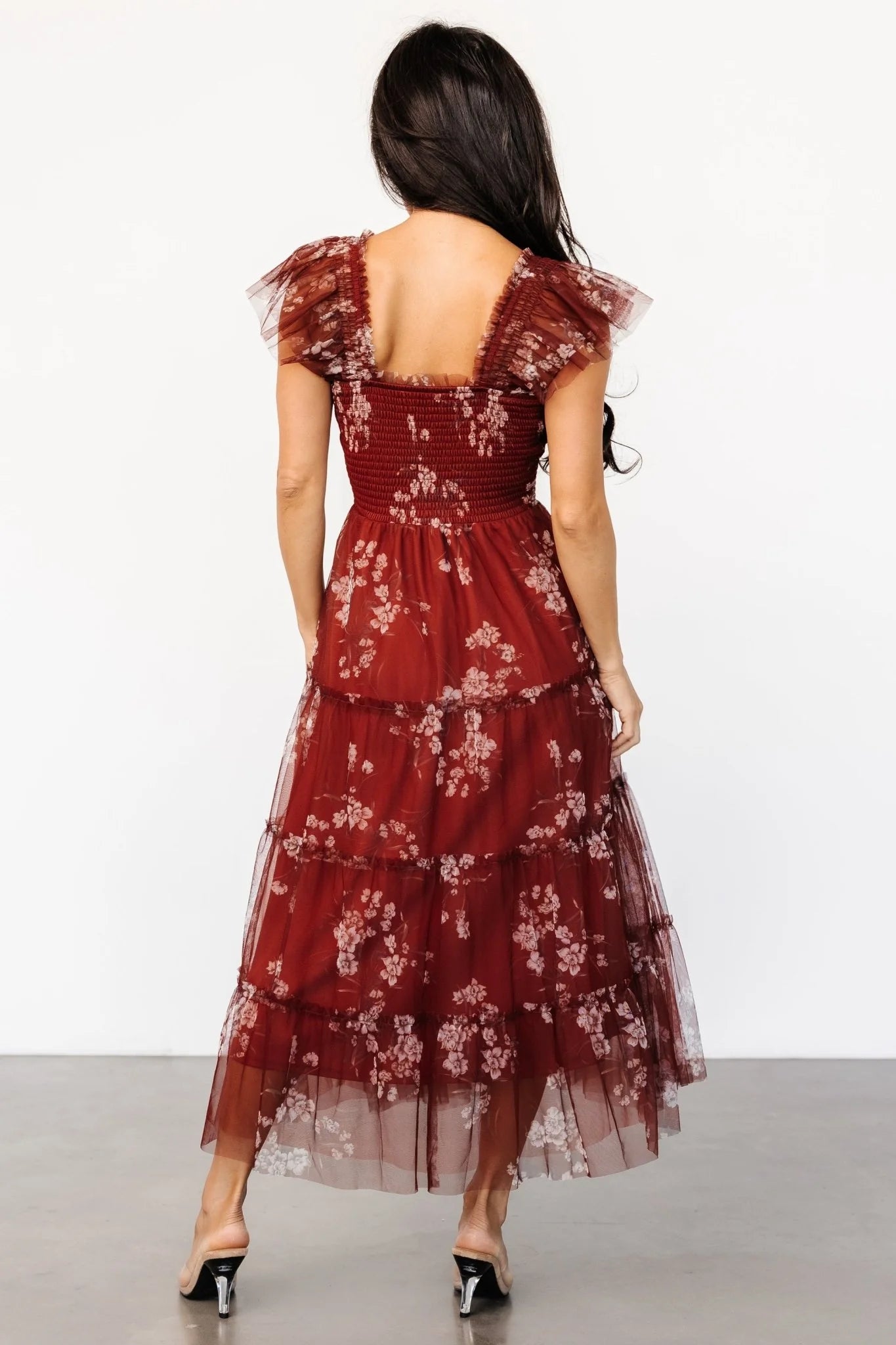Clementine Tulle Midi Dress | Rust Floral