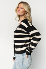Jaden Striped Cardigan | Black + Ivory