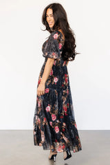 Annabeth Midi Dress | Black Floral