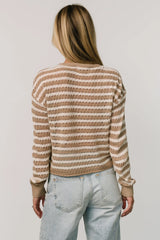 Dawn Open Knit Top | Taupe + Ivory