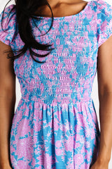 Tabitha Open Back Maxi Dress | Blue + Pink