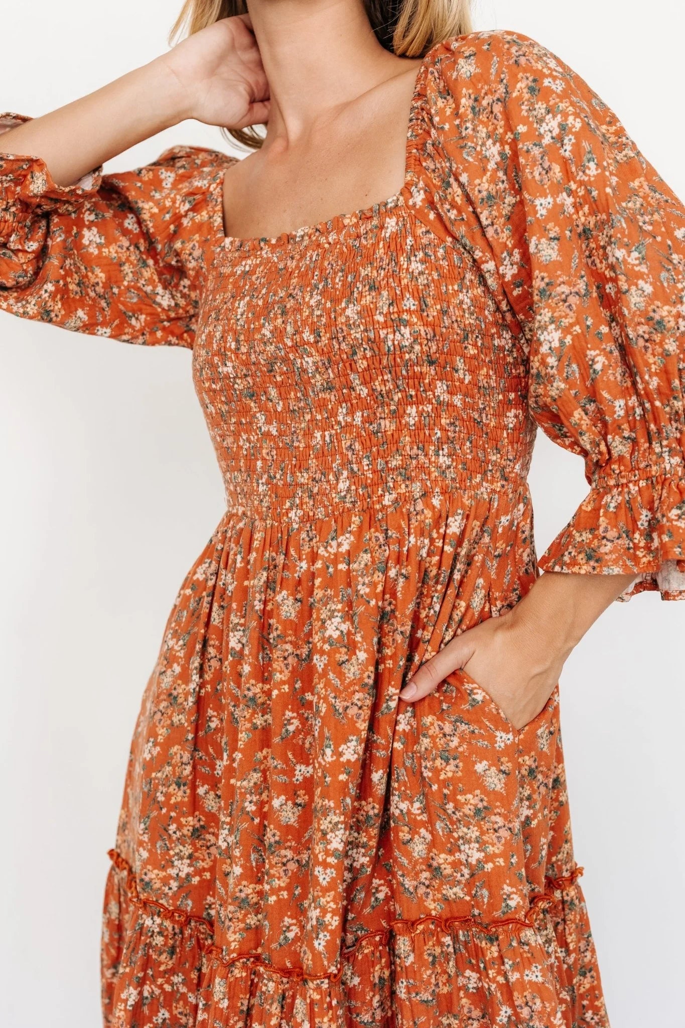 Sedona Smocked Dress | Light Rust