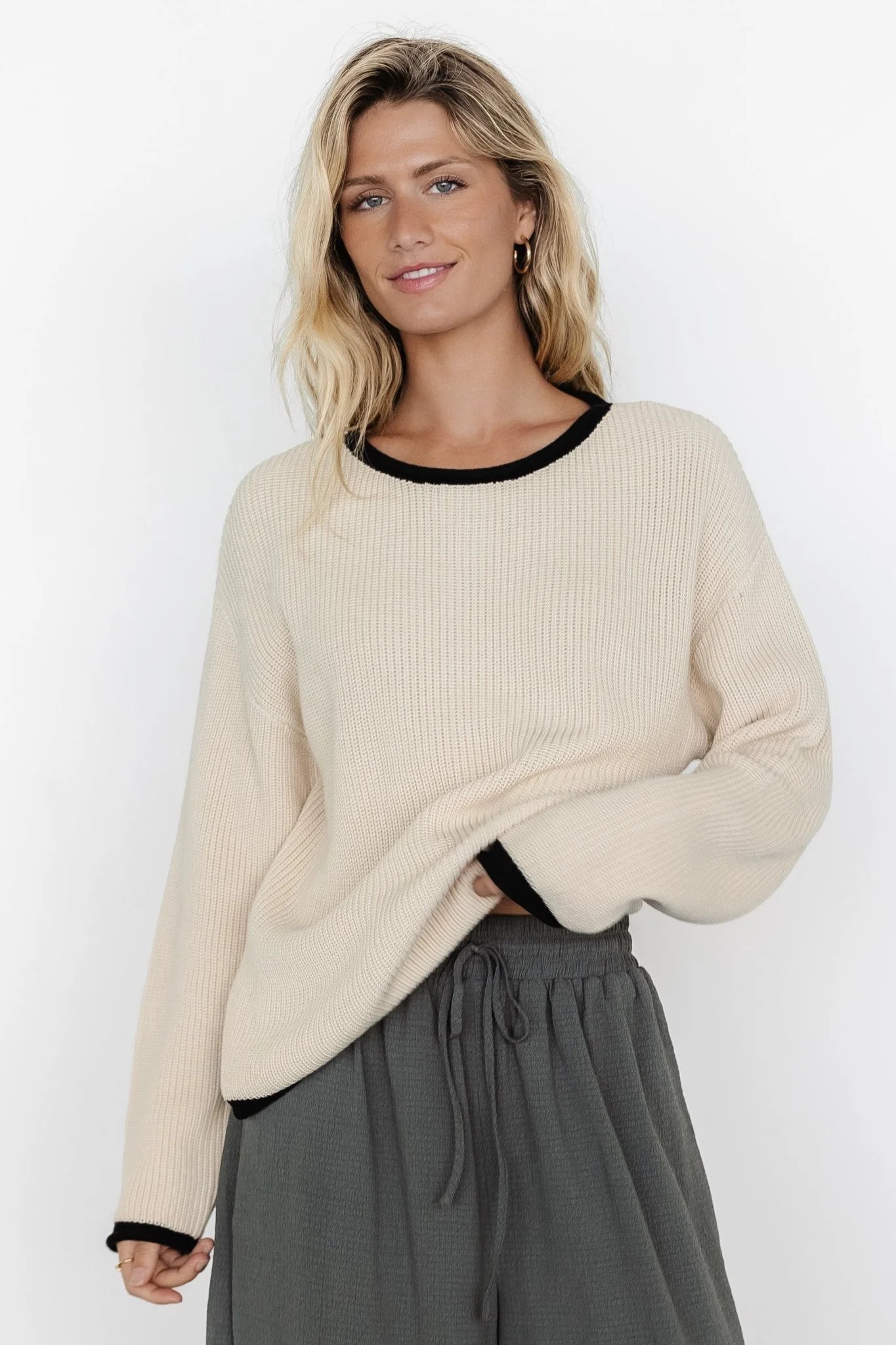 Tiffany Knit Sweater | Cream + Black
