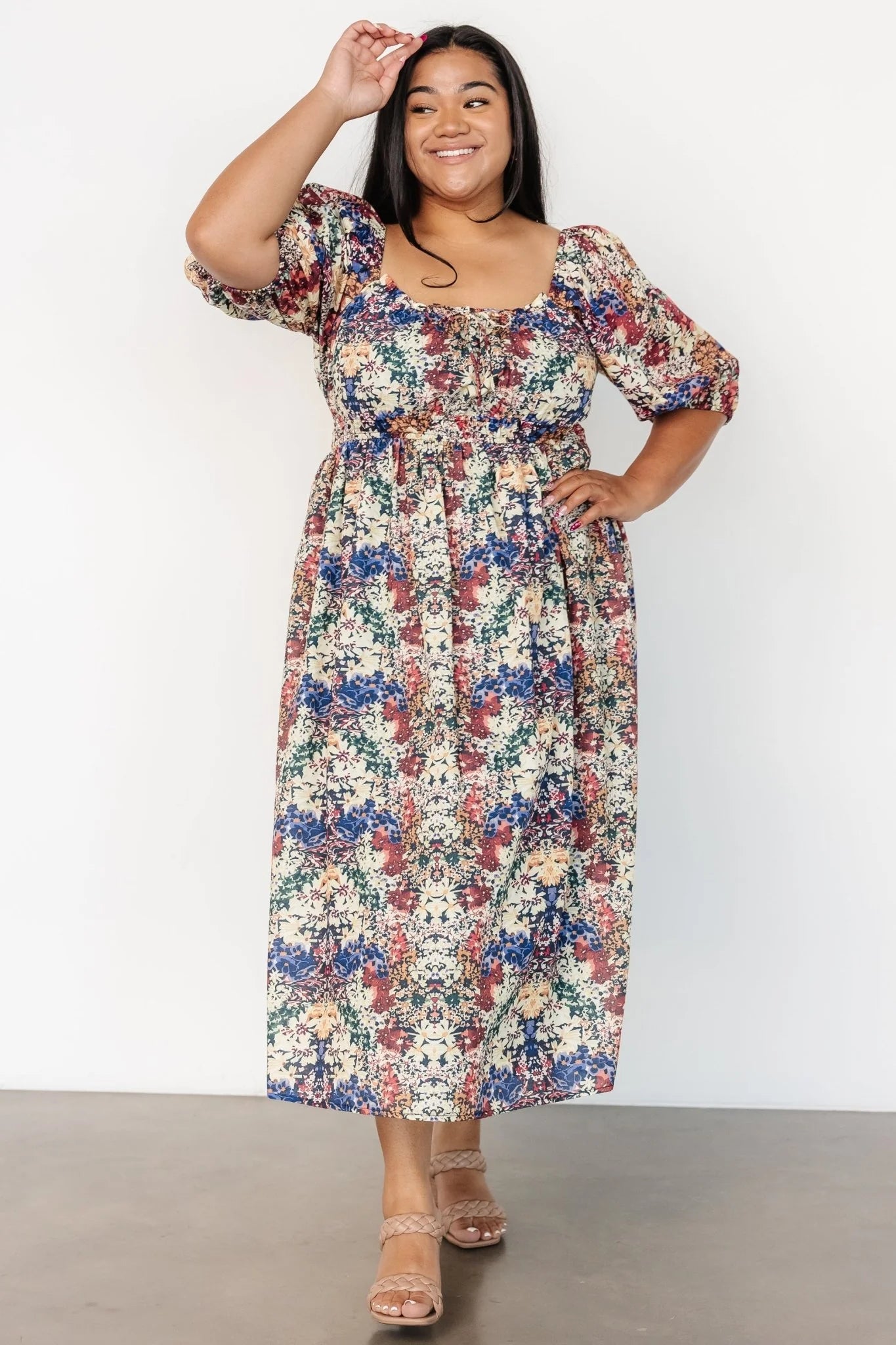 Eden Midi Dress | Black Multi Print