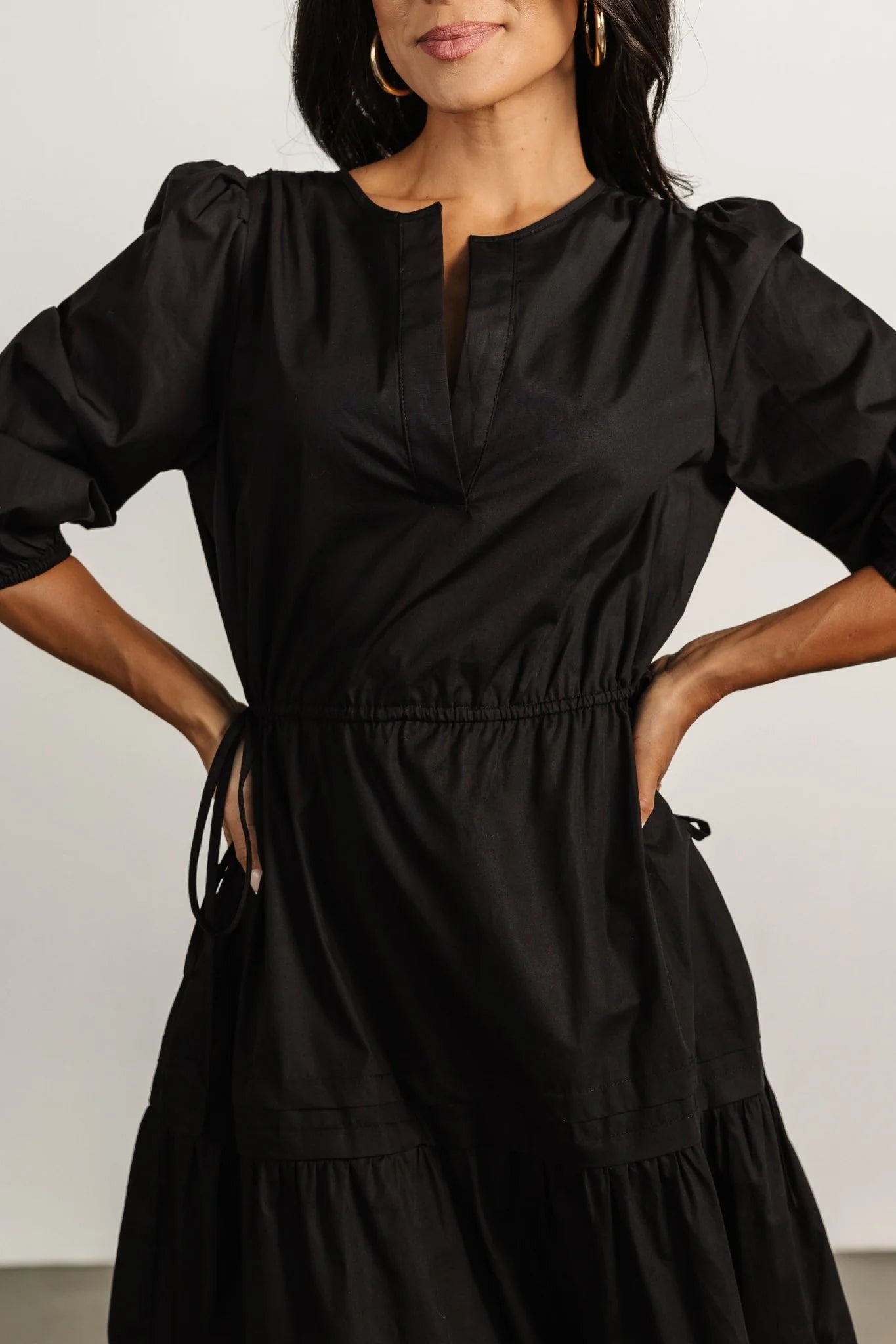 Santa Fe Poplin Midi Dress | Black