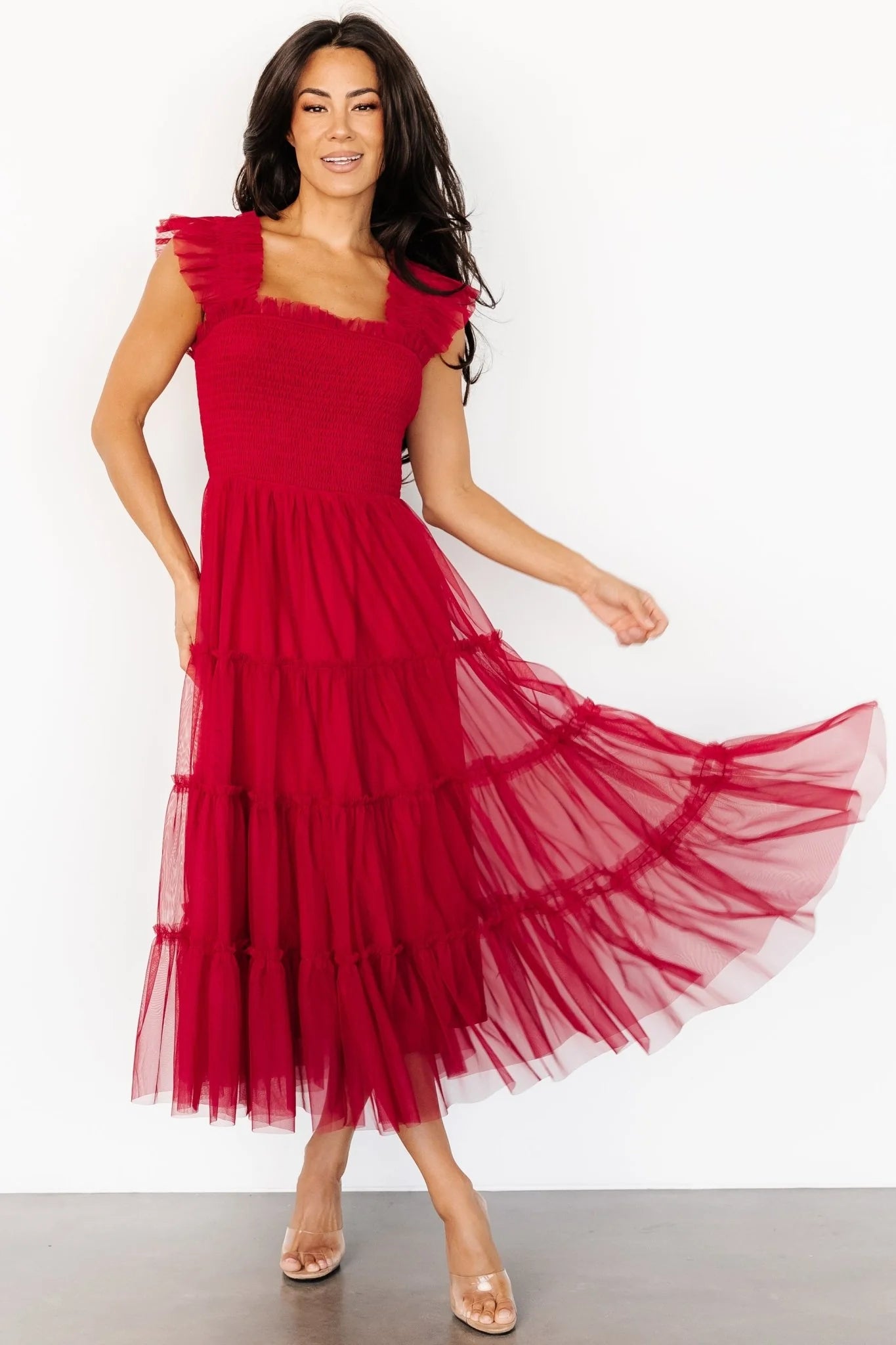 Emma Smocked Tulle Dress | Scarlet
