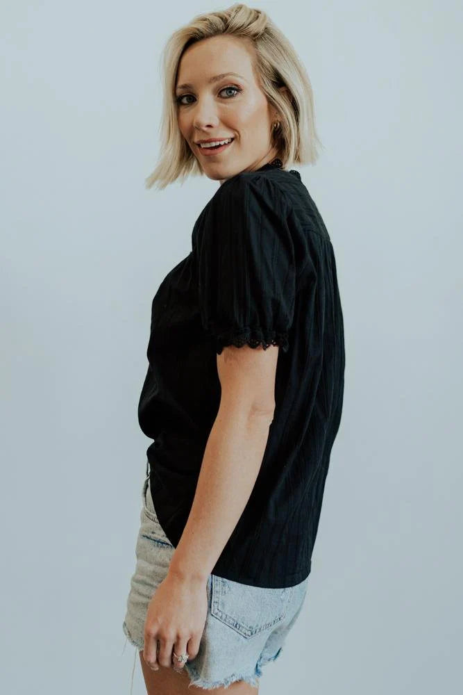 Sloane Button Top | Black