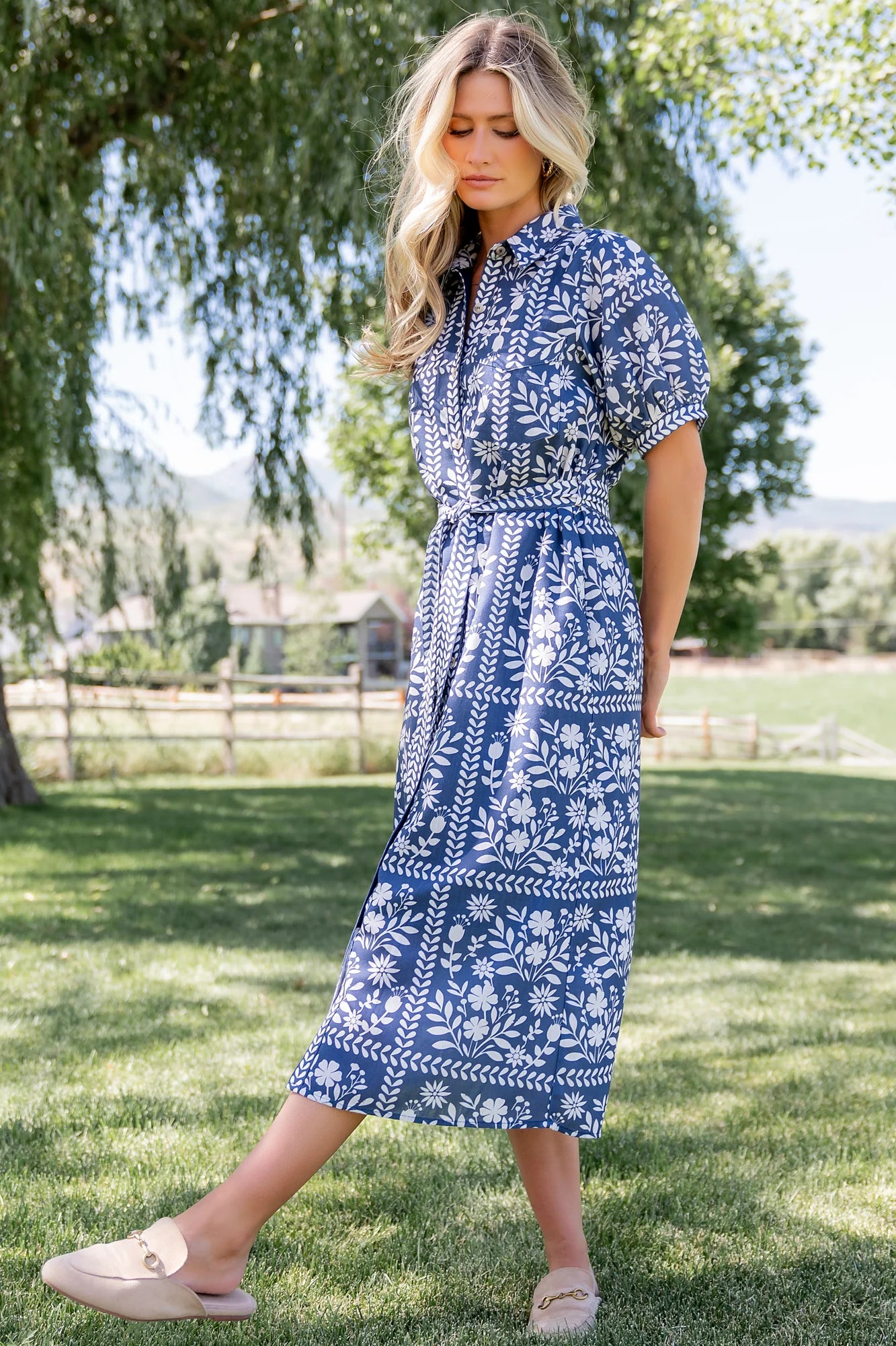 Karla Midi Dress | Deep Slate + White Floral