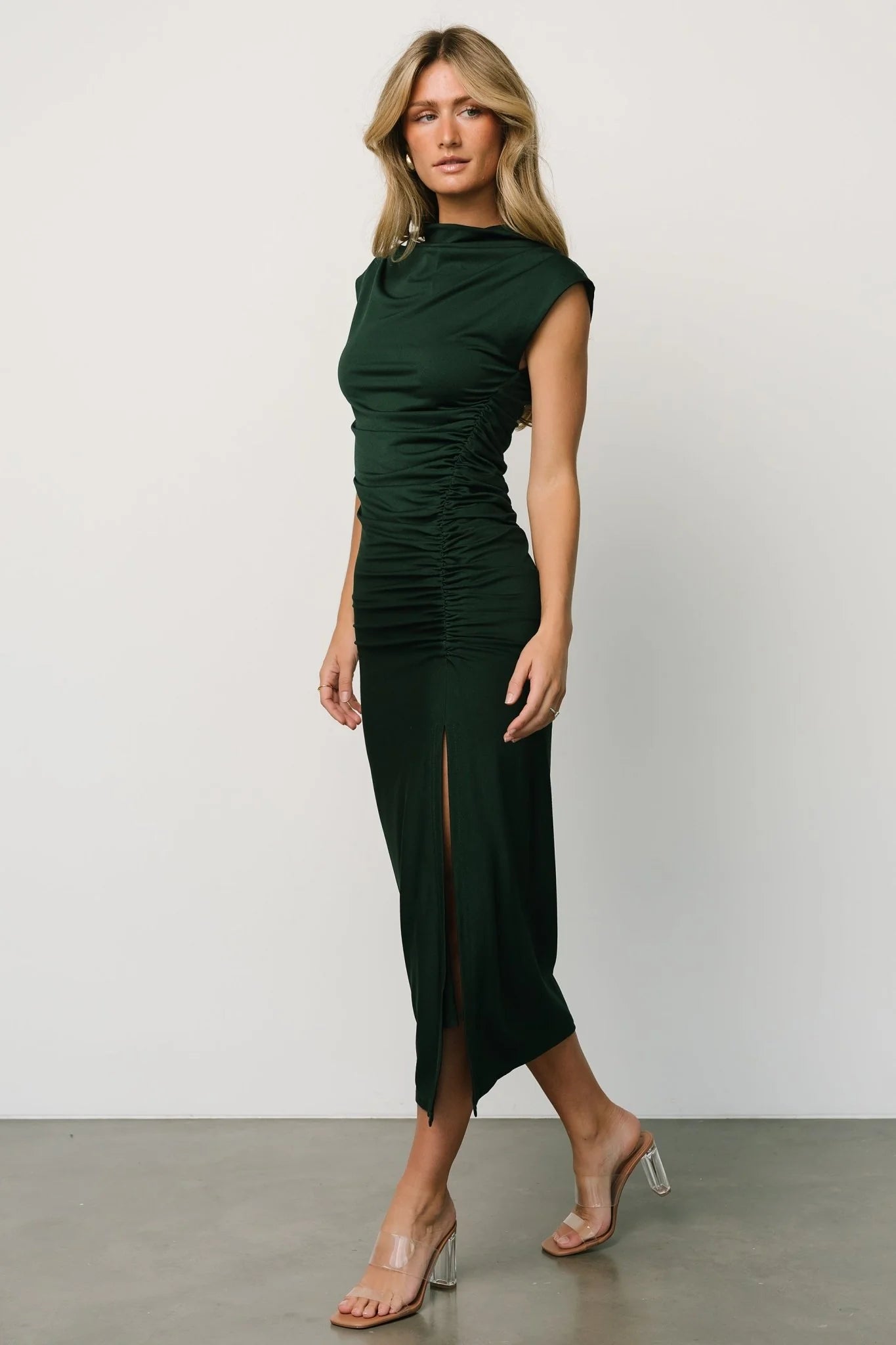 Sasha Ruched Maxi Dress | Green