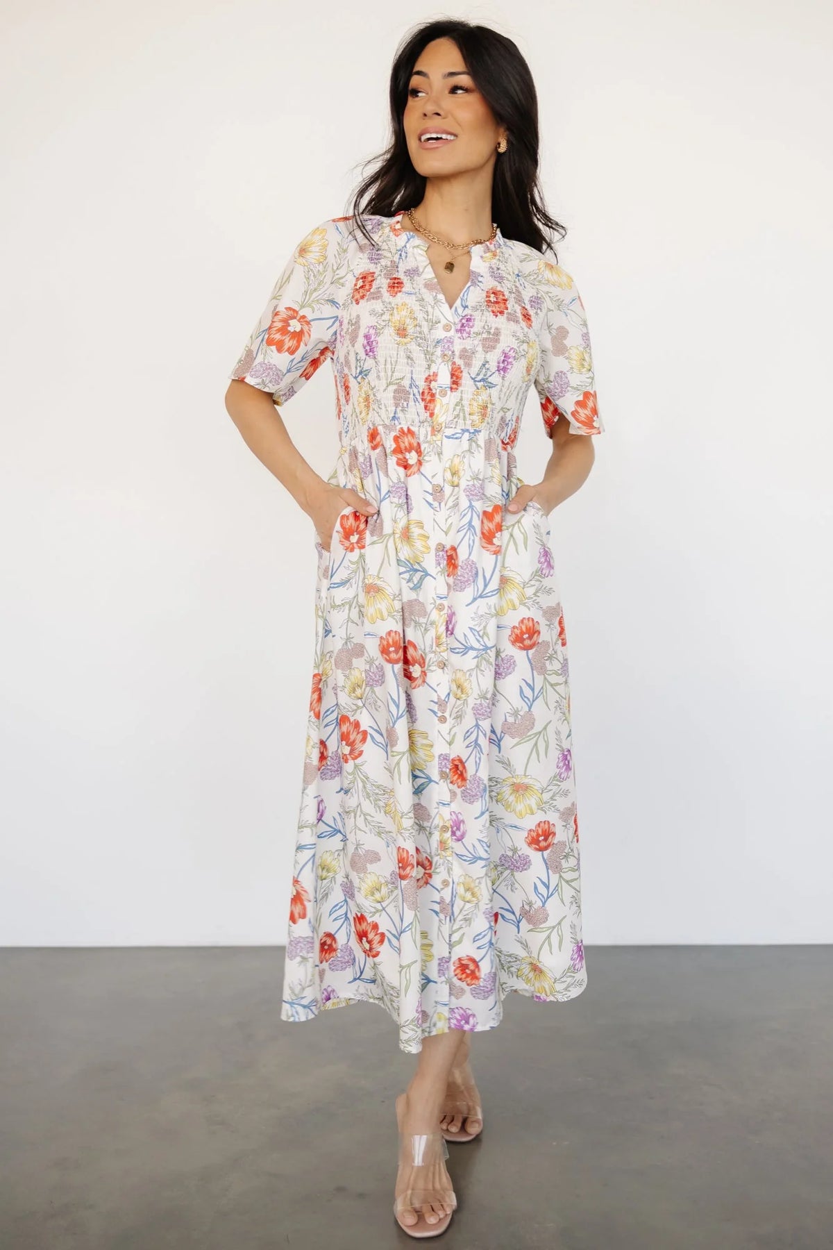 Botega Midi Dress | Ivory Multi Floral