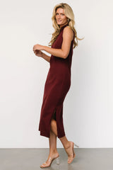 Angelina Mock Neck Tank Dress | Wine