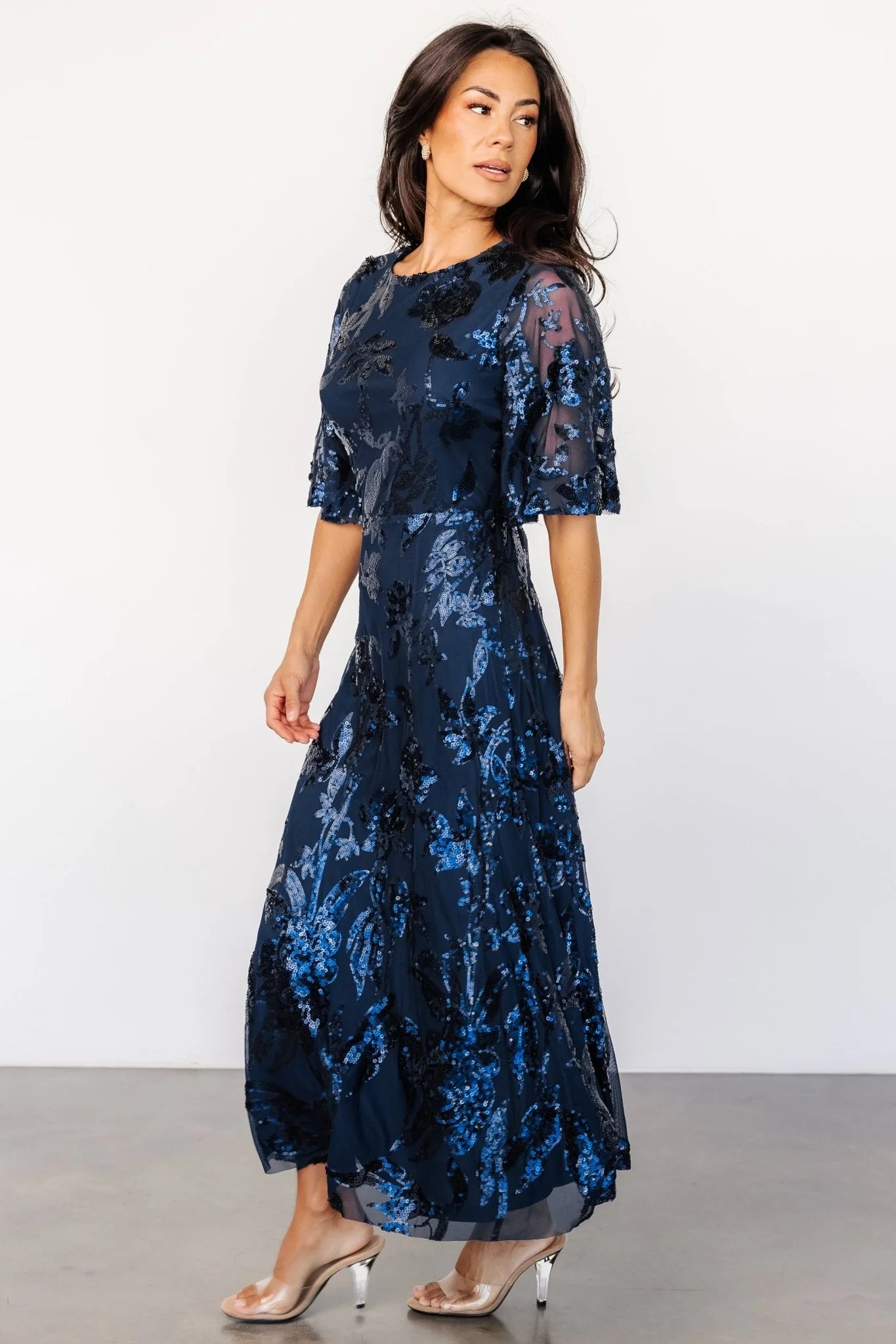 Lucy Sequin Dress | Navy