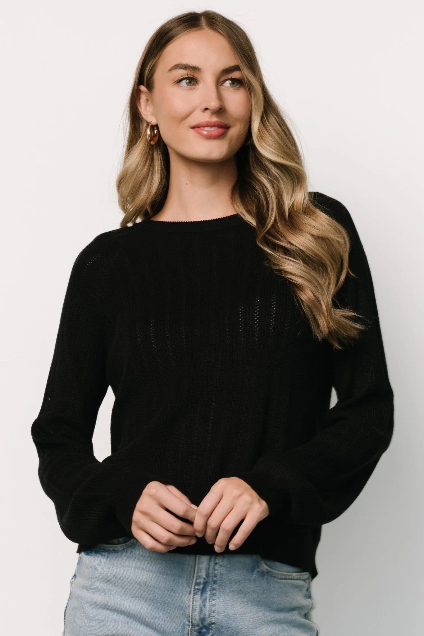 Alix Knit Sweater Top | Black