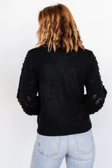 Devri Pointelle Sweater | Black