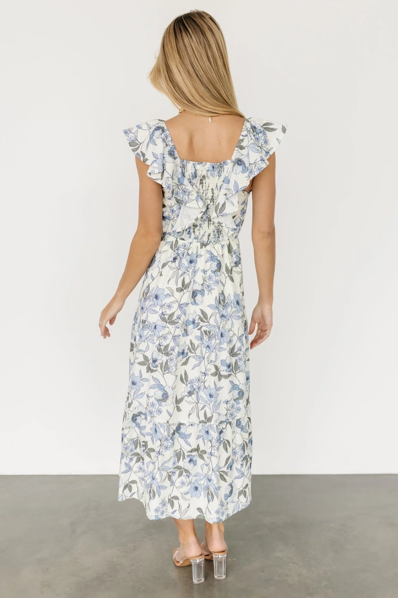 Sorrento Ruffle Dress | Blue Floral