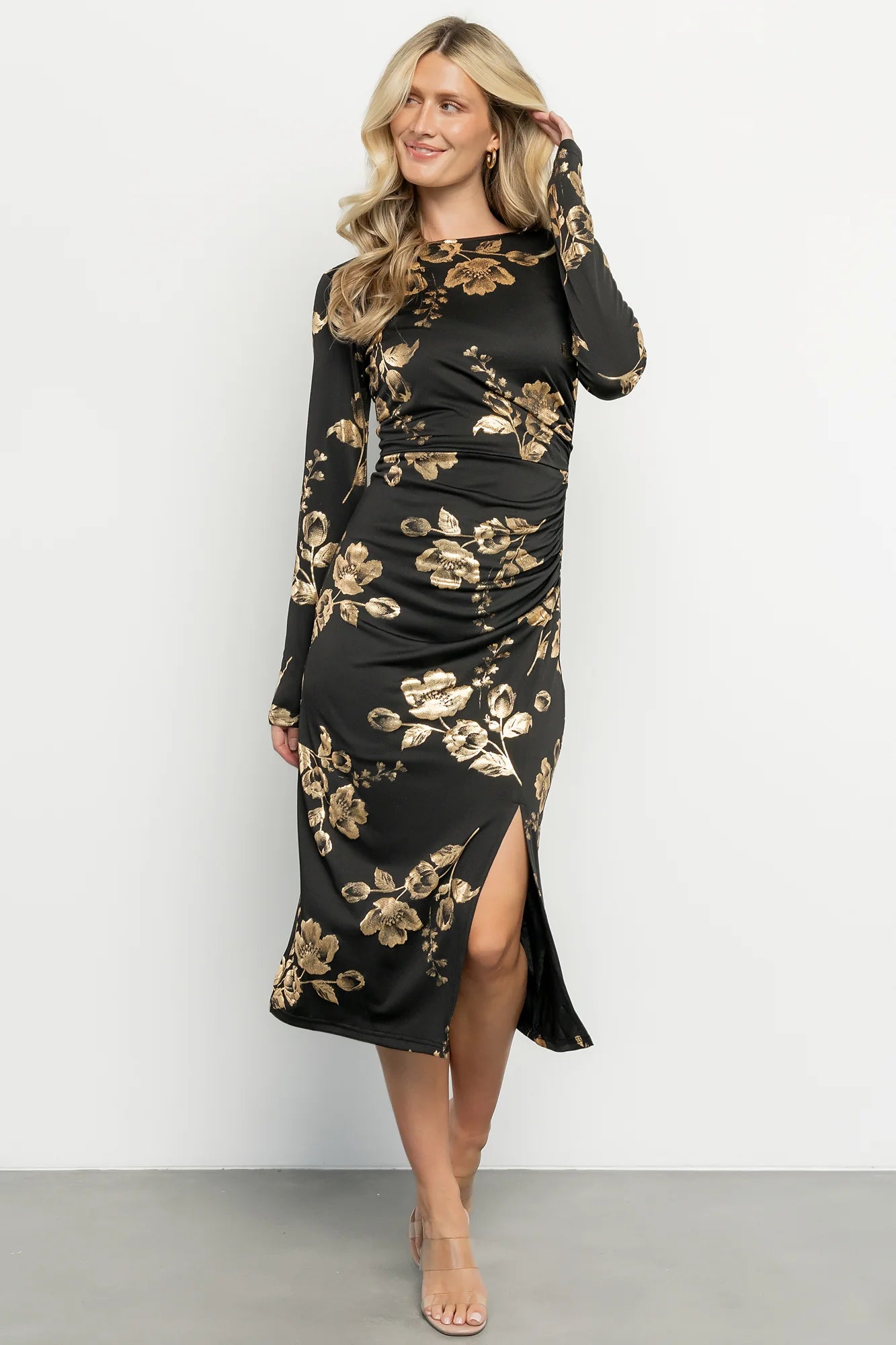 Valeria Midi Dress | Black + Gold