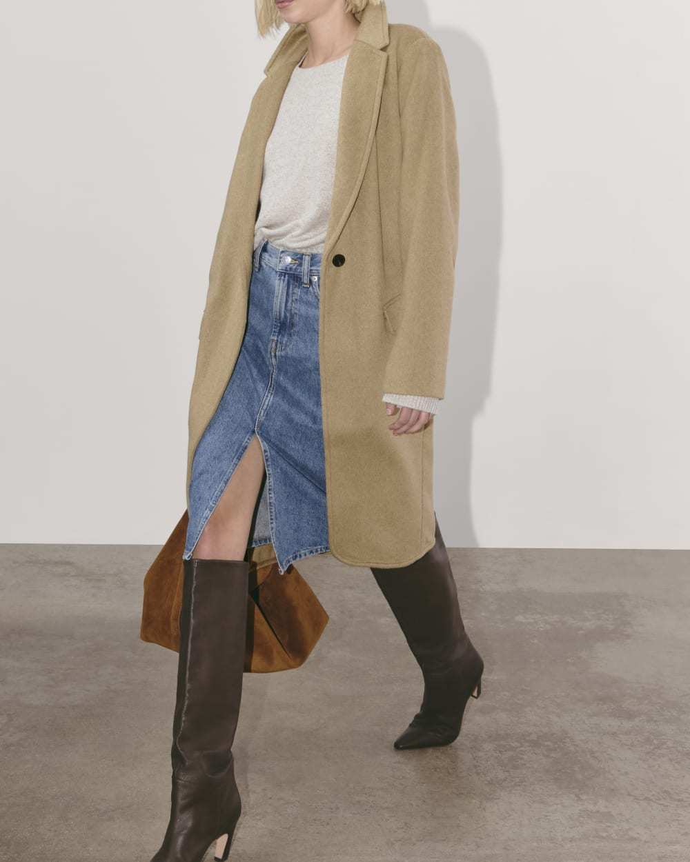 The Topcoat in Wool | Dark Heathered Camel