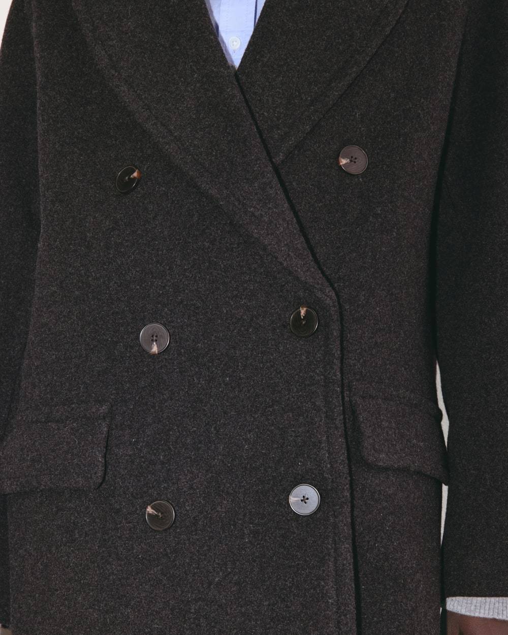 The Double-Breasted Coat in Wool | Heather Charcoal