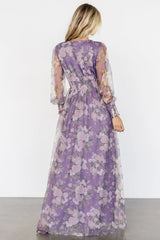 Layla Tulle Maxi Dress | Lavender + Blush Floral