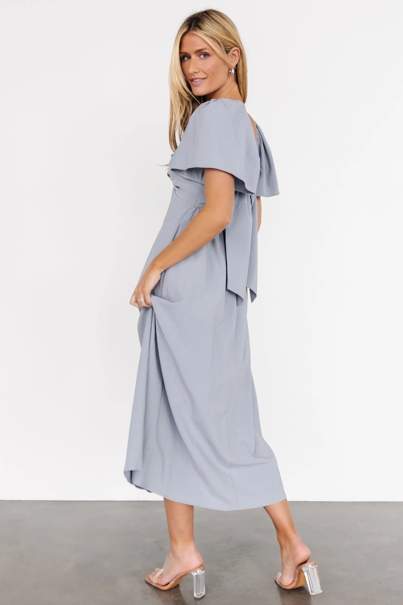 Indie Back Tie Dress | Dusty Blue