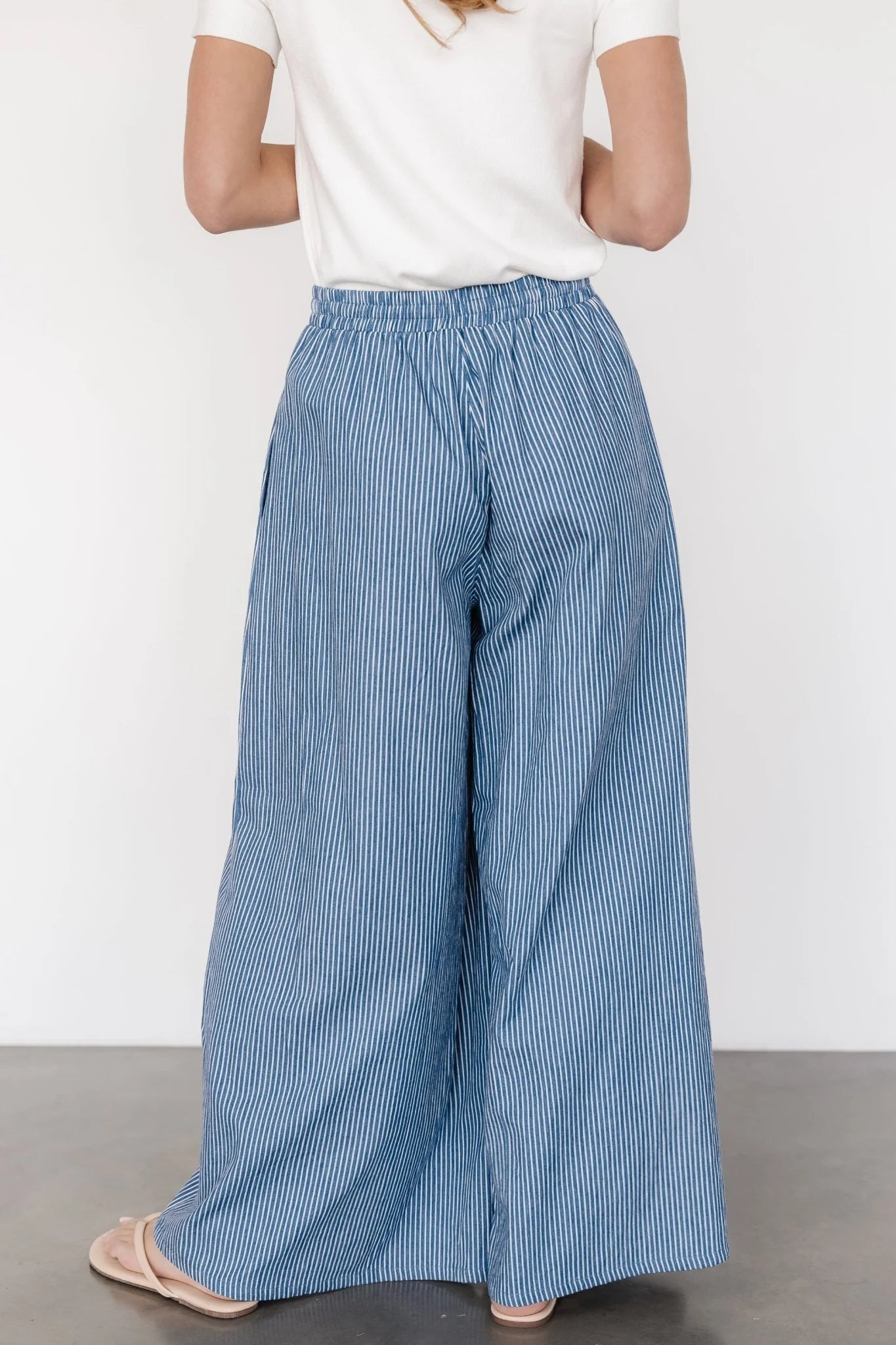 Odelia Striped Pants | Blue + Off White Stripe