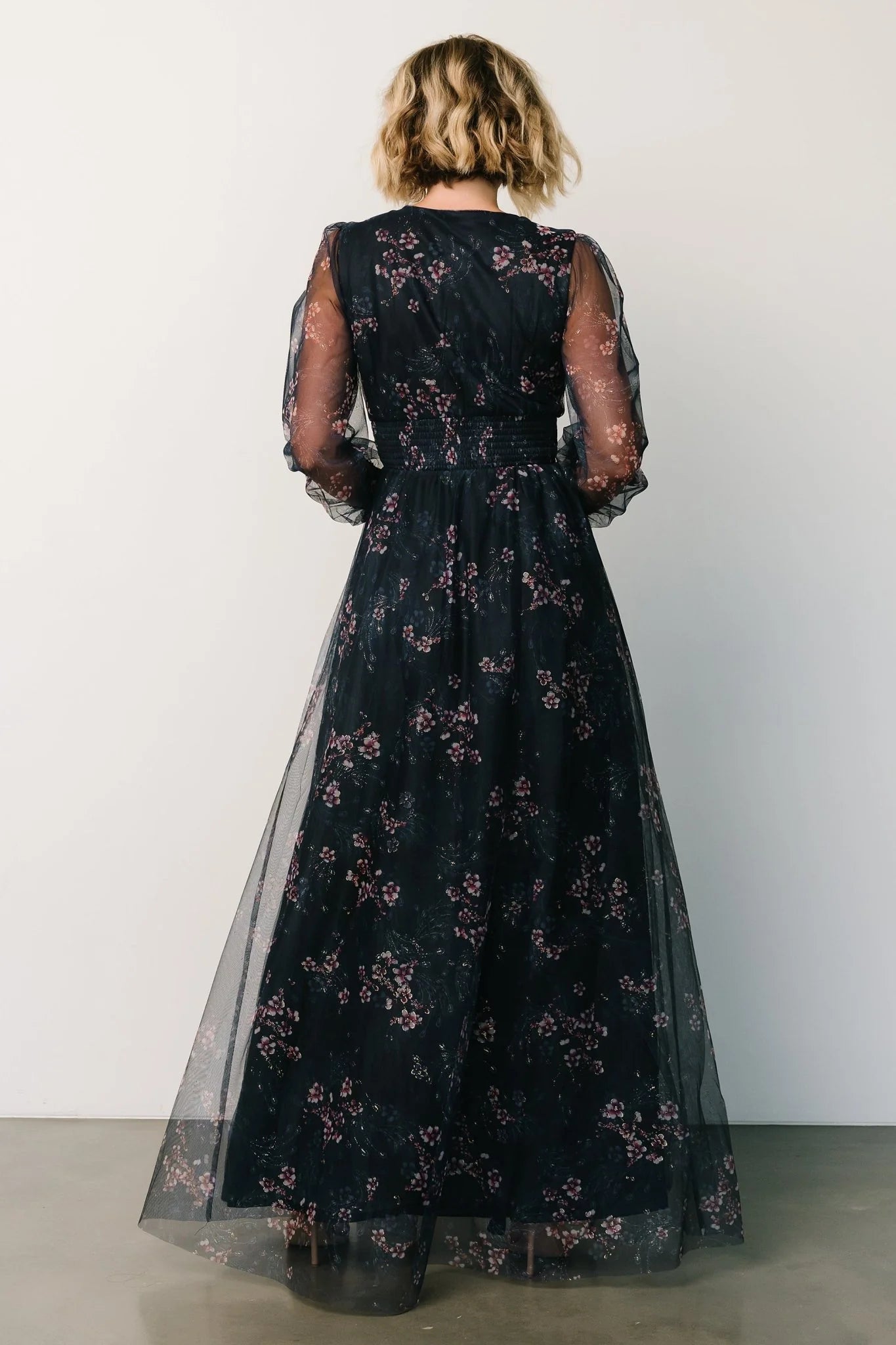 Layla Tulle Maxi Dress | Metallic Blue + Pink