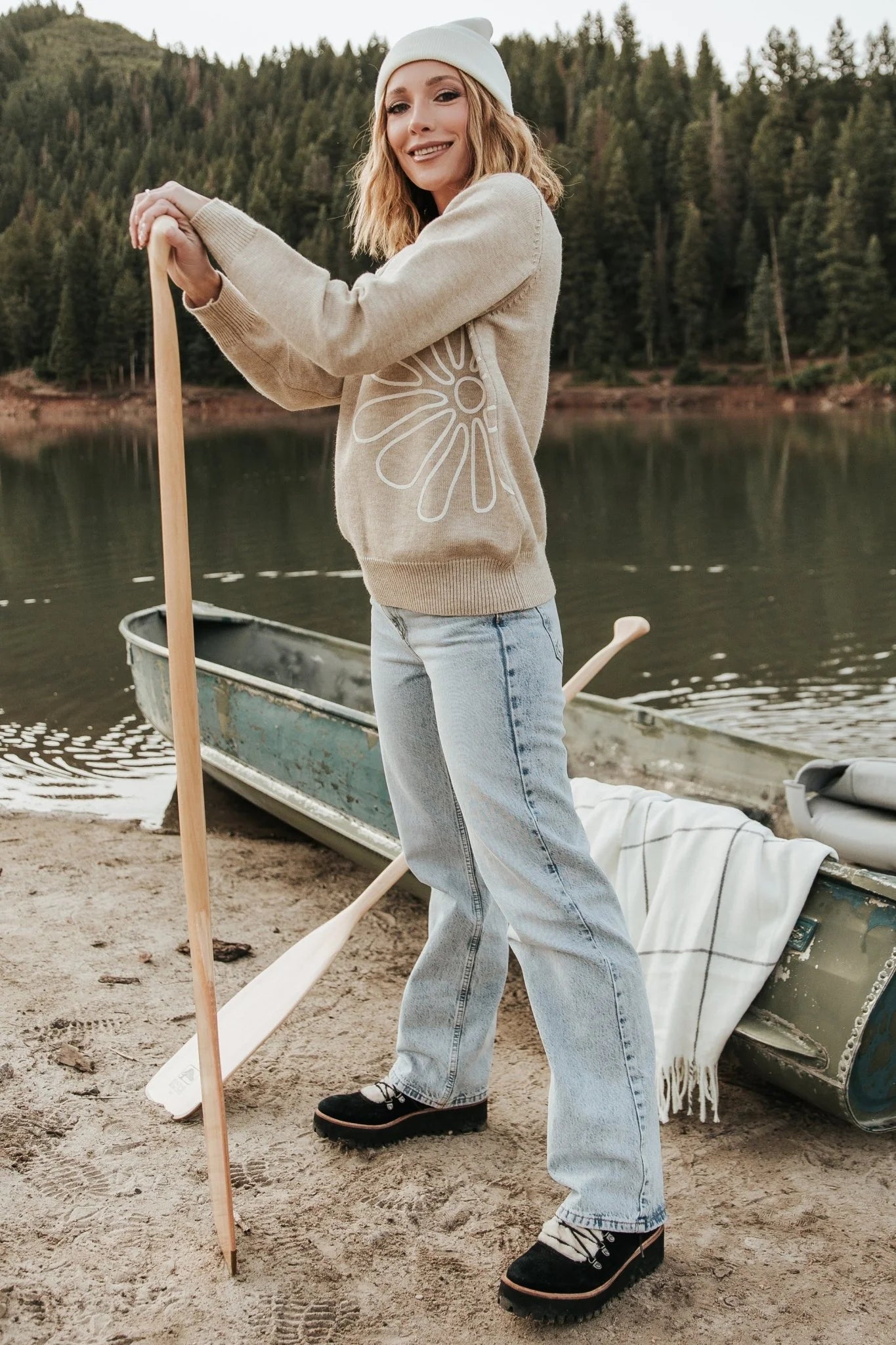 Cherish Flower Sweater | Natural