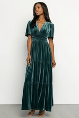 Artemis Velvet Maxi Dress | Deep Lagoon