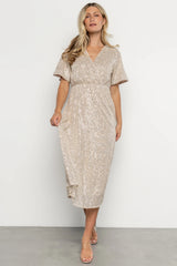 Mayfair Sequin Midi Dress | Champagne
