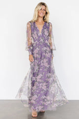 Layla Tulle Maxi Dress | Lavender + Blush Floral