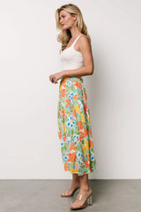 Nika Tiered Skirt | Orange + Blue Floral